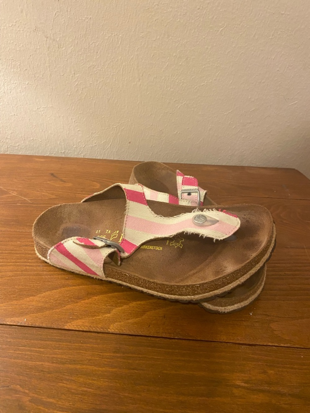 Women’s Papillo By Birkenstock Footbed Sandals Striped Sz41 Good Condition!